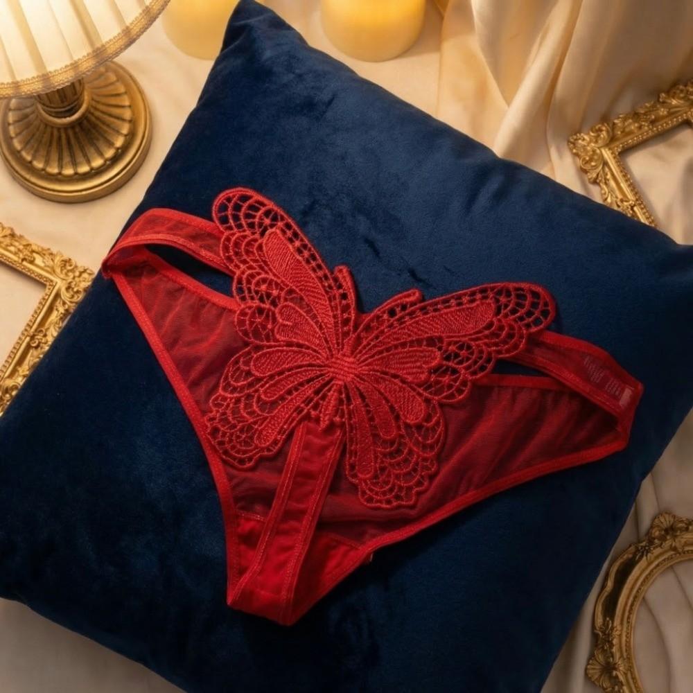 Low Waist Butterfly Mesh Briefs Women Embroidered Embroidery Underwear Romantic Night