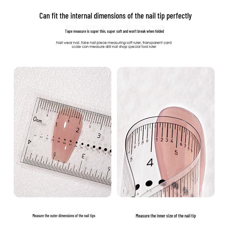 Transparent Nail Measurement Ruler with Zircon Drill Size Guide