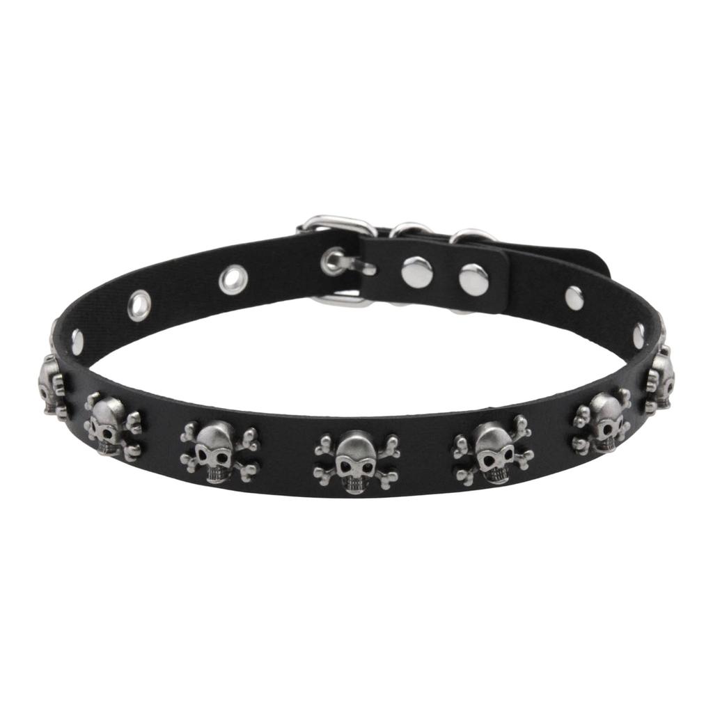 Adjustable Skull Pendant Necklace Punk Inspired Jewelry PU Leather Gothic Chain For Alternative Fashion Enthusiasts
