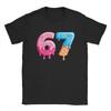 Vintage TShirt Beach Six Seven Ice Cream Drip Cool Meme 67 Funny Number T Shirts Cotton Tee Shirt for Unisex Y2K Short Sleeve Tops
