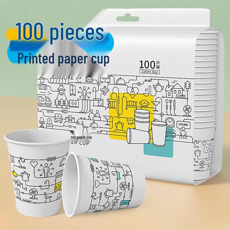 Sodolike 8oz Disposable Paper Cups, 100 Count