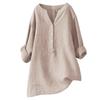 Women's V Neck Long Sleeve Linen Shirt Loose Fit Casual Commuter Blouse for All Occasions
