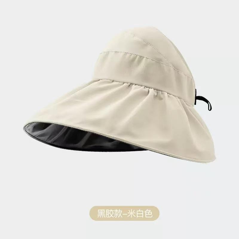 Vinyl Sunscreen Sun Hat Women's Versatile Large Brim Sun Hat Outdoor Portable Empty Top UV Sun Hat Summer
