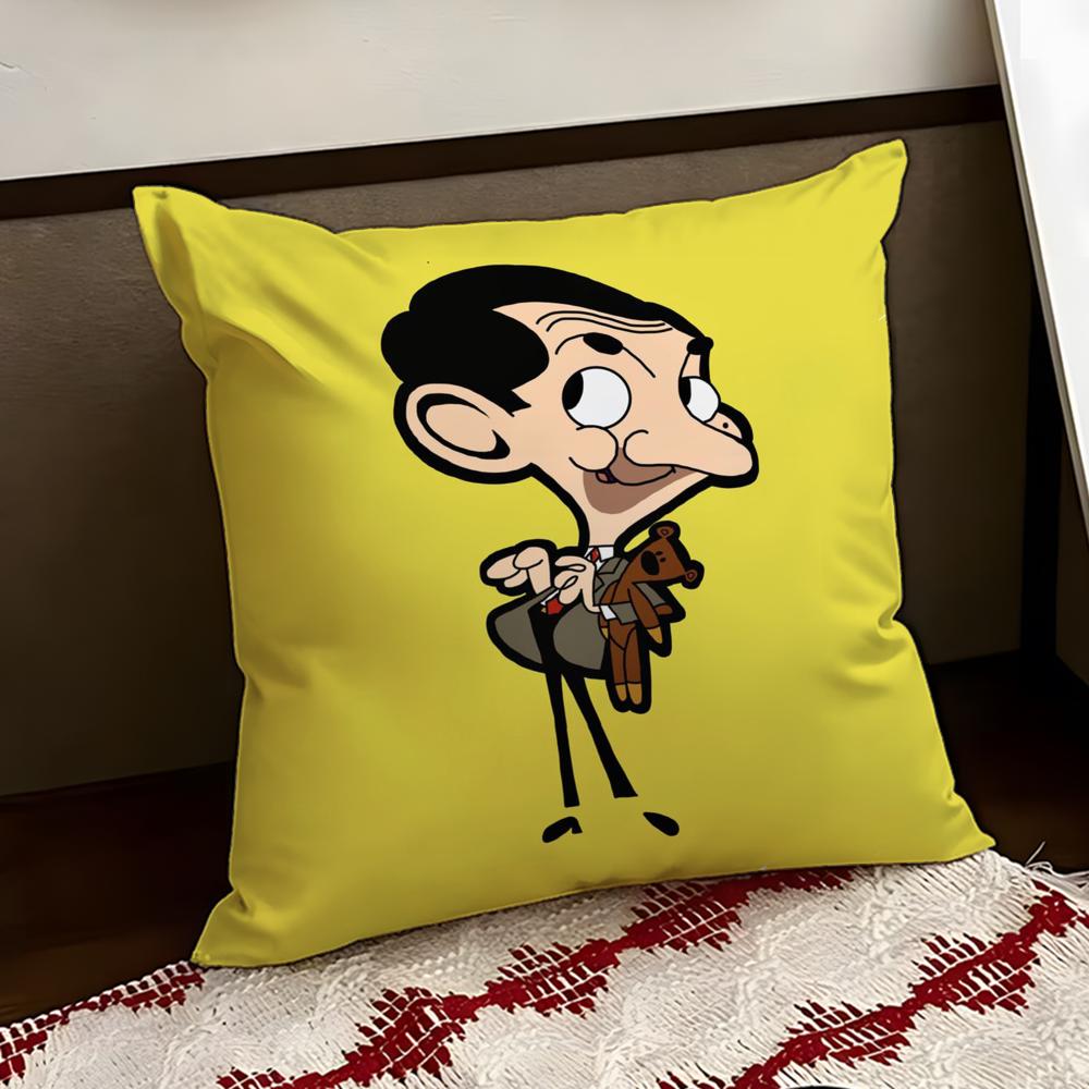 Mr BBean Cartoon Cushion Cover Reversible Soft Durable Pillow Cover Home Car MultiScene Use for Daily Comfort