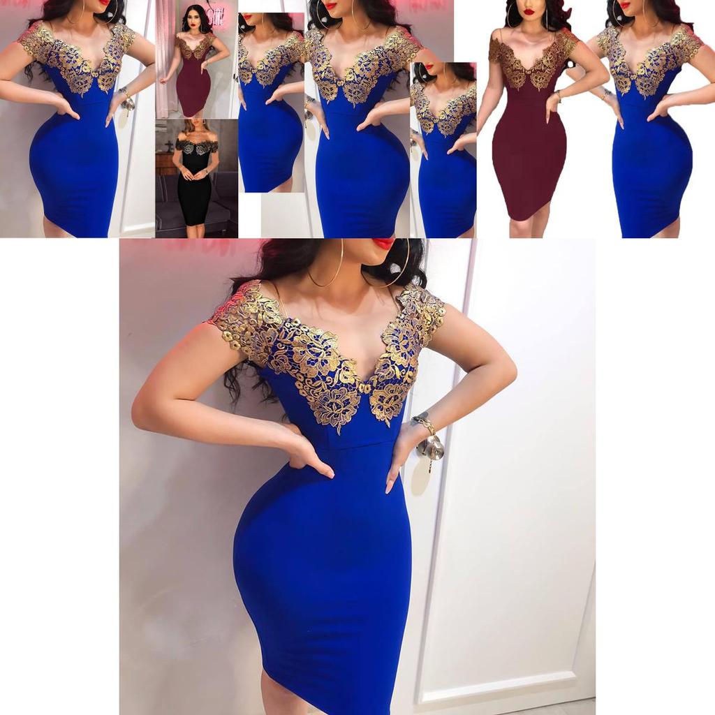 Stunning Women Off Shoulder Deep V-neck Bodycon Backless Mini Dress For Events