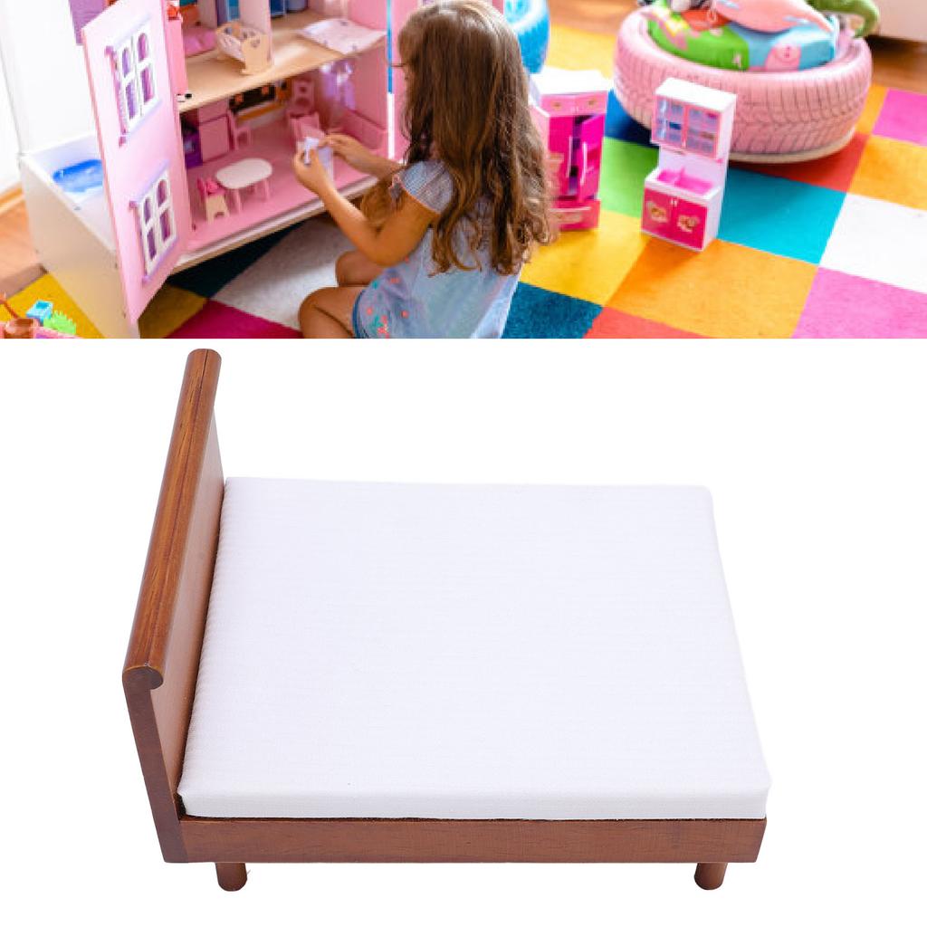 1:12 Wooden Dollhouse Bed Detailed Realistic High Simulation Miniature Furniture Bed for Home Decor