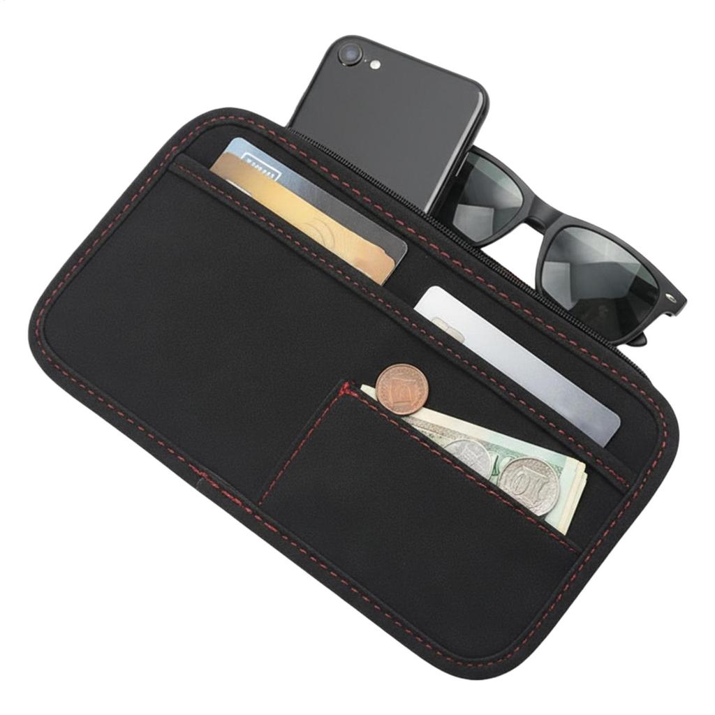 Car Self-adhesive Storage Bags Car Door Organizer Car Seat Back Pouch Organizer Napped Leather Mobile Phone Storage Box