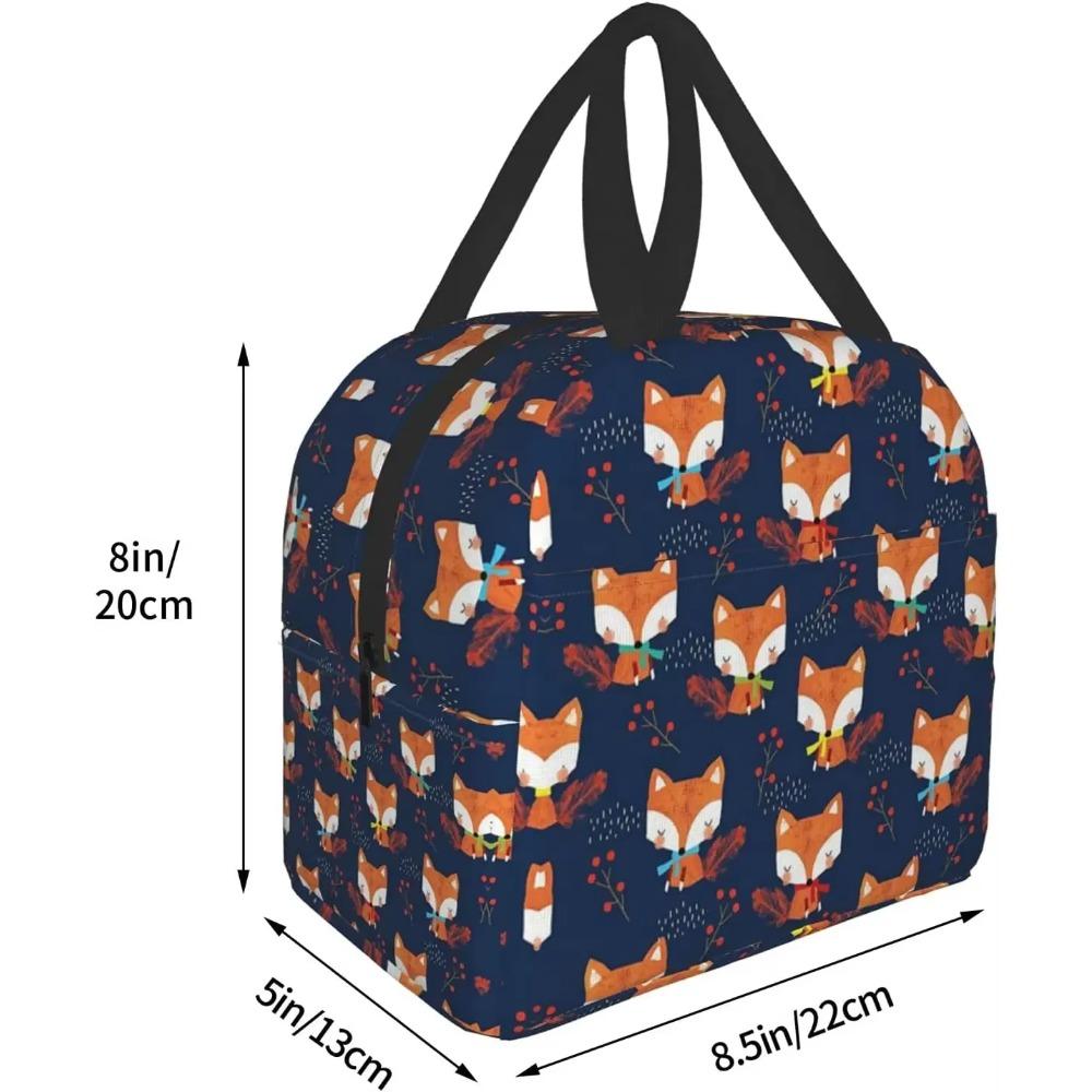 Cute Fox Thermal Lunch Bag for Women Insulated Lunch Box Leakproof Reusable Girls Lunchbag Office Work School Picnic Portable