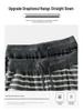 Women's Retro Striped Elastic Waist Casual Pants - Black & White Floor-Length Trousers for Autumn/Spring.