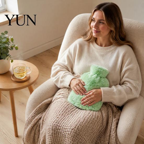 Explosion Proof Water Bag Hot Bottle with Plush Cover, 500/1000/2000ML Leak-proof Bag, Reusable Pouch Cold Compress for Shoulder, Back, Hand,