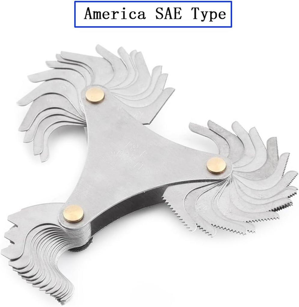 2 Pack Thread Pitch Gauge Stainless Steel Screw Pitch Measuring Tool One America SAE Type and One Metric & Inch Tape