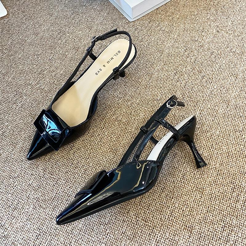 G660-4 temperament high heels French 2025 new spring and autumn thin heel pointed word beautiful bag head sandals women