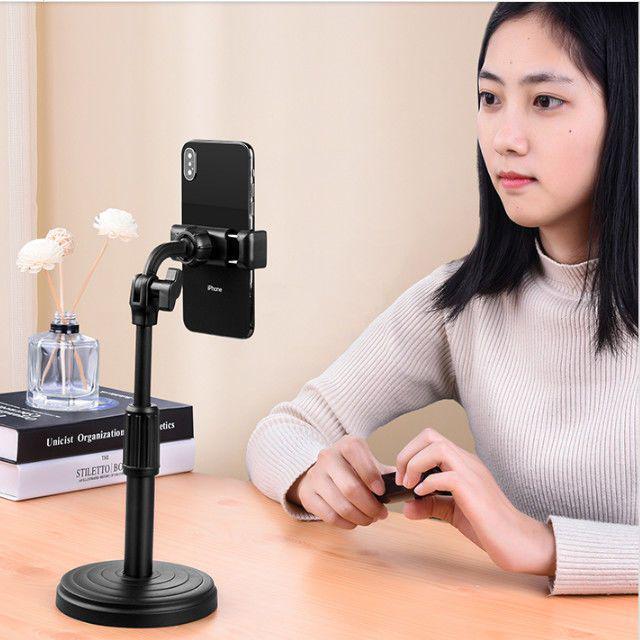 Weighted Rotating Phone Holder for Desk - Adjustable Height, Photography, Bedside, and Streaming Use Live Streaming Adjustable Holder чёрный