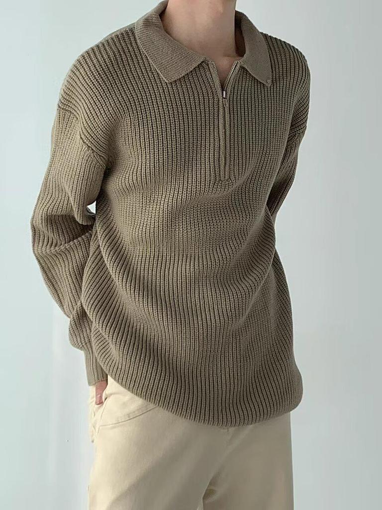 Y2K Japanese Style Half-Zip Knitted Sweater for Teens