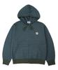 Graver [Unisex] Flower Dot Embroidered Knit Striped Zip-Up Hoodie_Khaki Blue