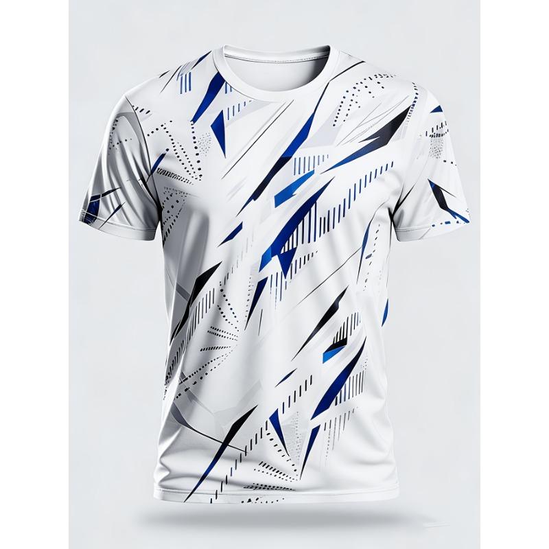 

Short-sleeved T-shirt white pink gray geometric pattern sports and leisure dual use S