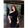 Elegant High-Waisted French Batwing Sleeve Summer Dress with Pleated Irregular Design