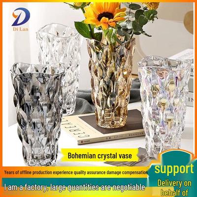 High-End Transparent Glass Crystal Vase for Fresh Flower Arrangements