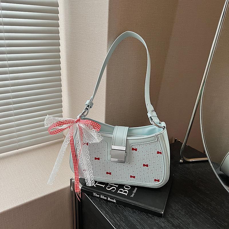 

Премиальная сумка подмышку женская новая летняя сумка-бант для通勤 модная плечевая сумочка синий