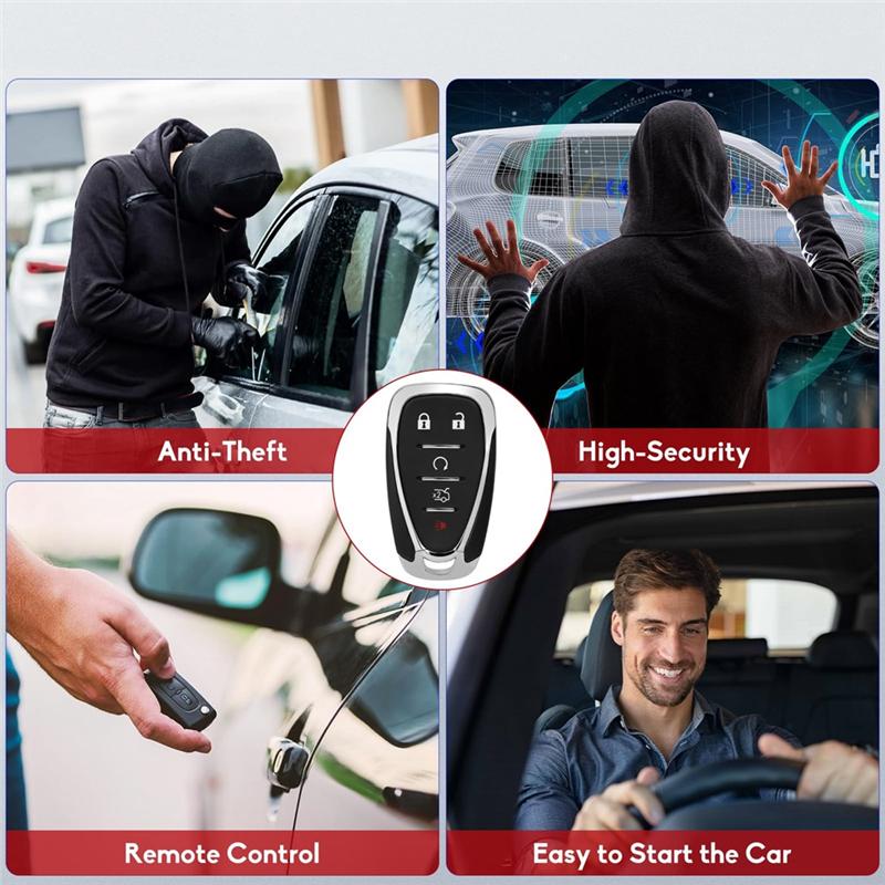 

Car Key Fob Keyless Entry HYQ4EA ID46 Chip 5 Button Parts For Chevy Camaro Malibu 2016-2025 Cruze 2016-2019 Remote Control чёрный