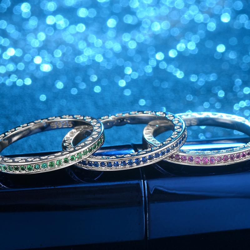 Silver Ring Shiny Heart Diamond Epoxy Ring, Enamel Wedding Ring