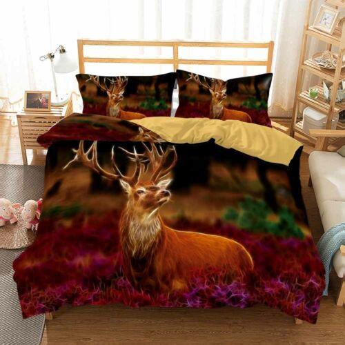 3D Animal Deer Bedding Set Quilt Cover and Pillowcase Single Double Queen King