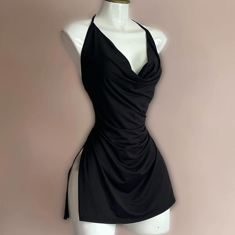 Women Sexy Side Slits Nightdress Fashion Backless Lingerie Underwear Exotic Bandage Sleepwear Vintage Sleeveless Summer Pajamas