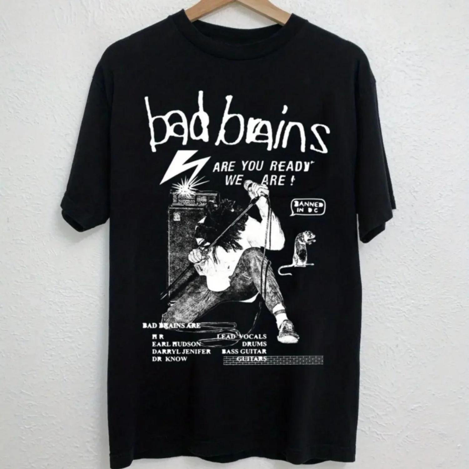 

Графічна футболка Bad Brains 100% Бавовна М яка Зручна Чорна Сорочка з Коротким Рукавом з Дизайном Дат Концертів Повсякденна З Круглим Вирізом XXXXXL чорний