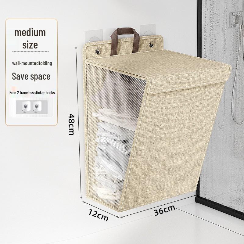 Foldable Laundry & Toy Storage Basket with Lid - Large Capacity, Dustproof, Wall-Mountable.