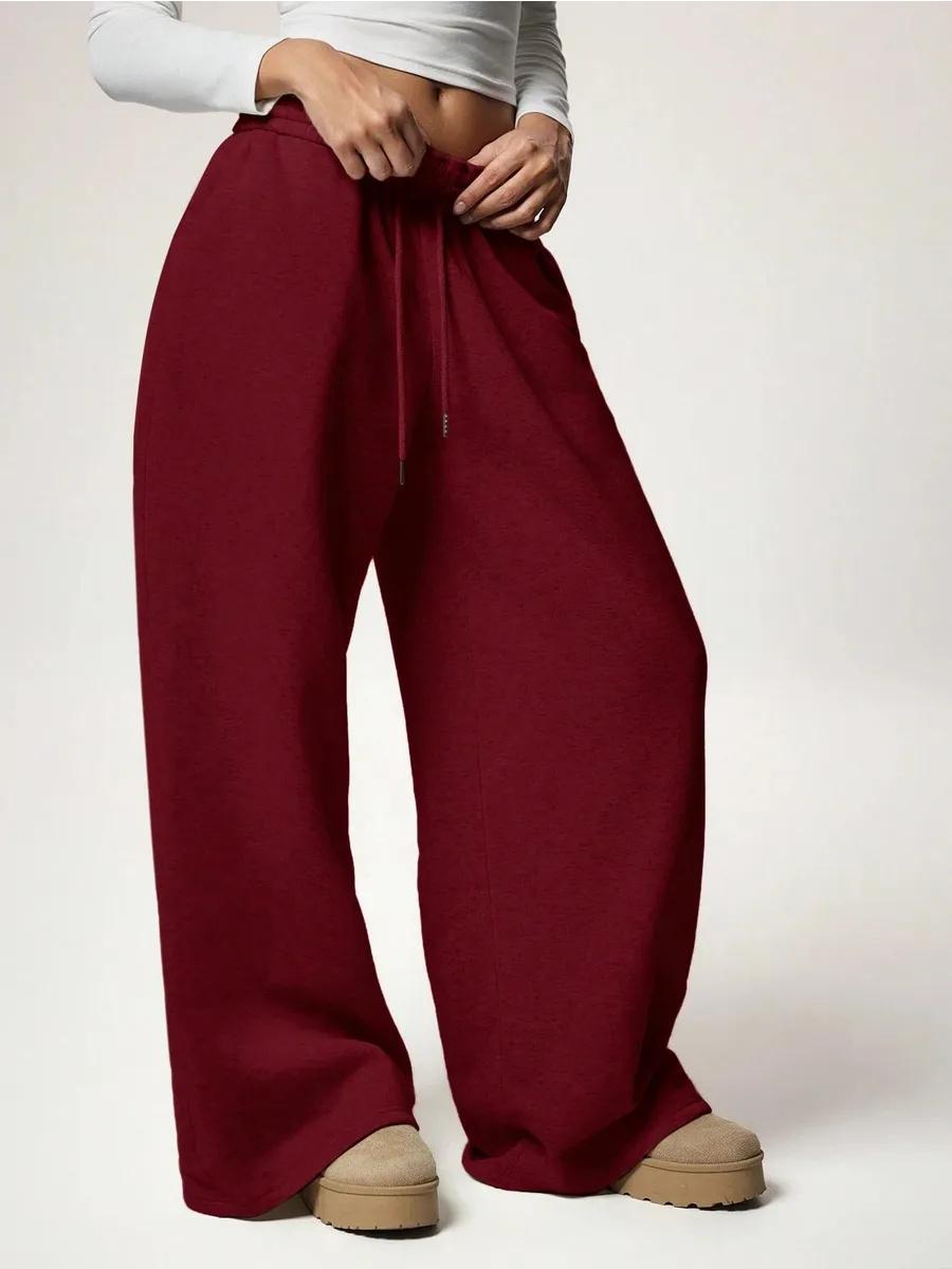 

Plush Loose Wide,leg Sports Casual Pants For Men And Women XL винний