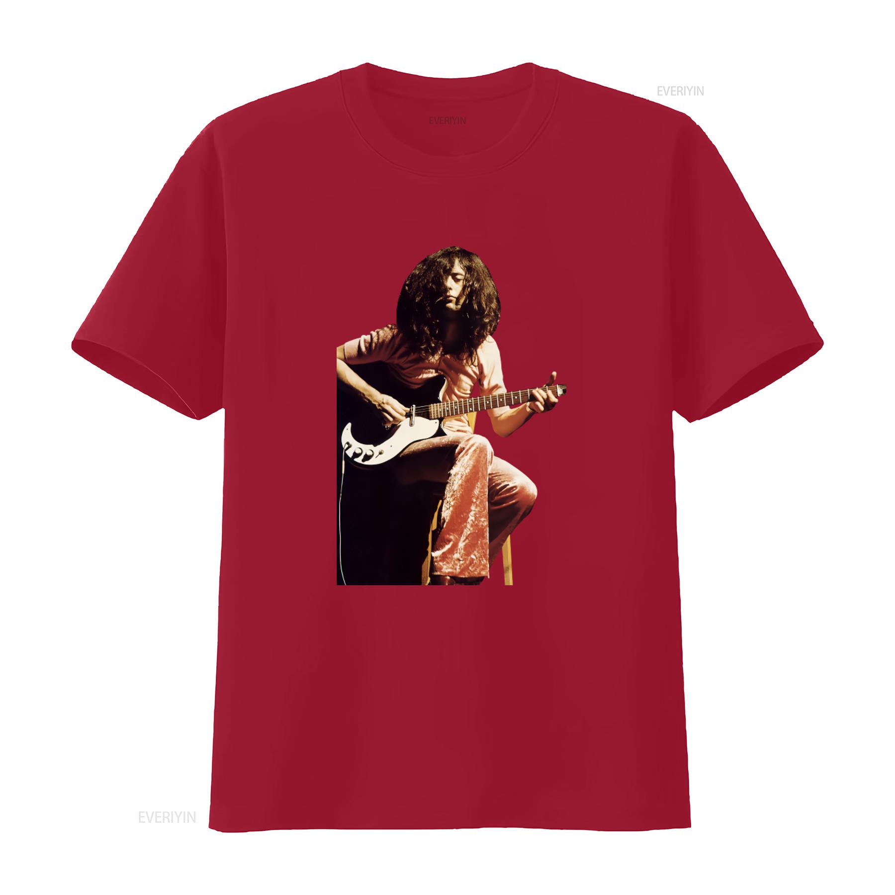 Young Jimmy Page Playing Danelectro Guitar Retro Style T Shirt vintage Washed Unisex streetwear Versatile homme graphic S