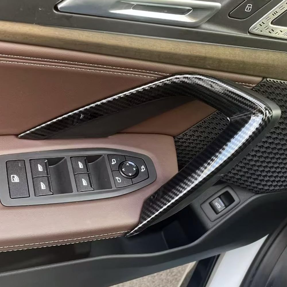 ABS Plastic Carbon Fiber Grain Interior Door Handle Cover Trims, Inner Door Handle Cover Trims 4 PCS, 2023 Compatible with BMW X1