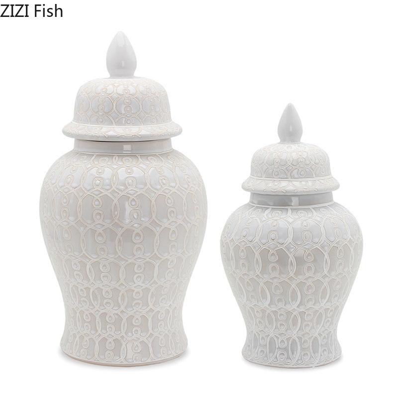 Flower Ceramic Storage Jar with Lids Porcelain General Jars Classical Tea Caddy Flower VasesGinger jar Vintage Home Decor