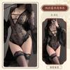 Man Desire Sexy Lingerie Sexy Perspective Onesie Pure Desire Flared Sleeve Lace Pajamas Deep V Hollow Uniform 9392
