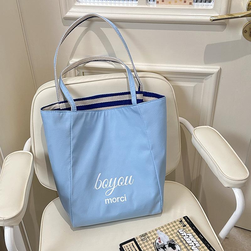 Striped Canvas Bag Bag 2025 New Korean Style Ins Tote Leisure Bag Single Shoulder Large Capacity Tote Bag Shopping Bag