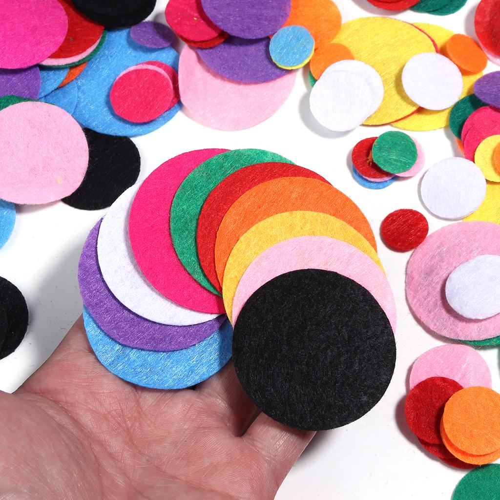 100-300pcs Round Non Woven Felt Circle Pads 15-45mm Colorful Fabric Patches Dots Appliques For DIY Scrapbook Handicrafts Decor