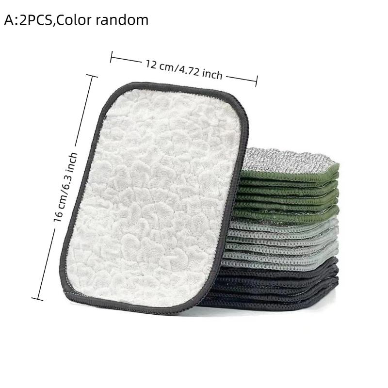 

2Pcs Double-Side Reusable Washcloth Wiping Rag Steel Wire Washin Cloth Microfiber Dishcloth Non-Stick Oil Kitchen Cleaning Cloth A