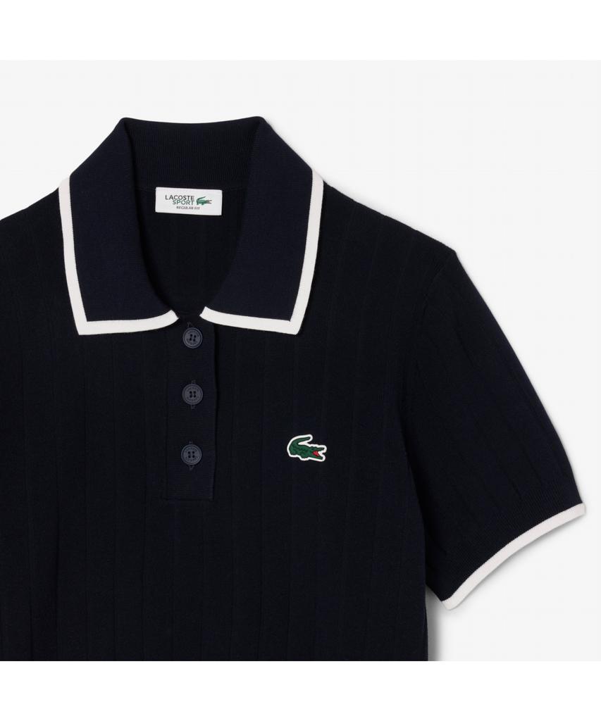LACOSTE Women'S Golf Color Tipping Short Sleeve Sweater Polo Shirt Af9430-55N Hhw