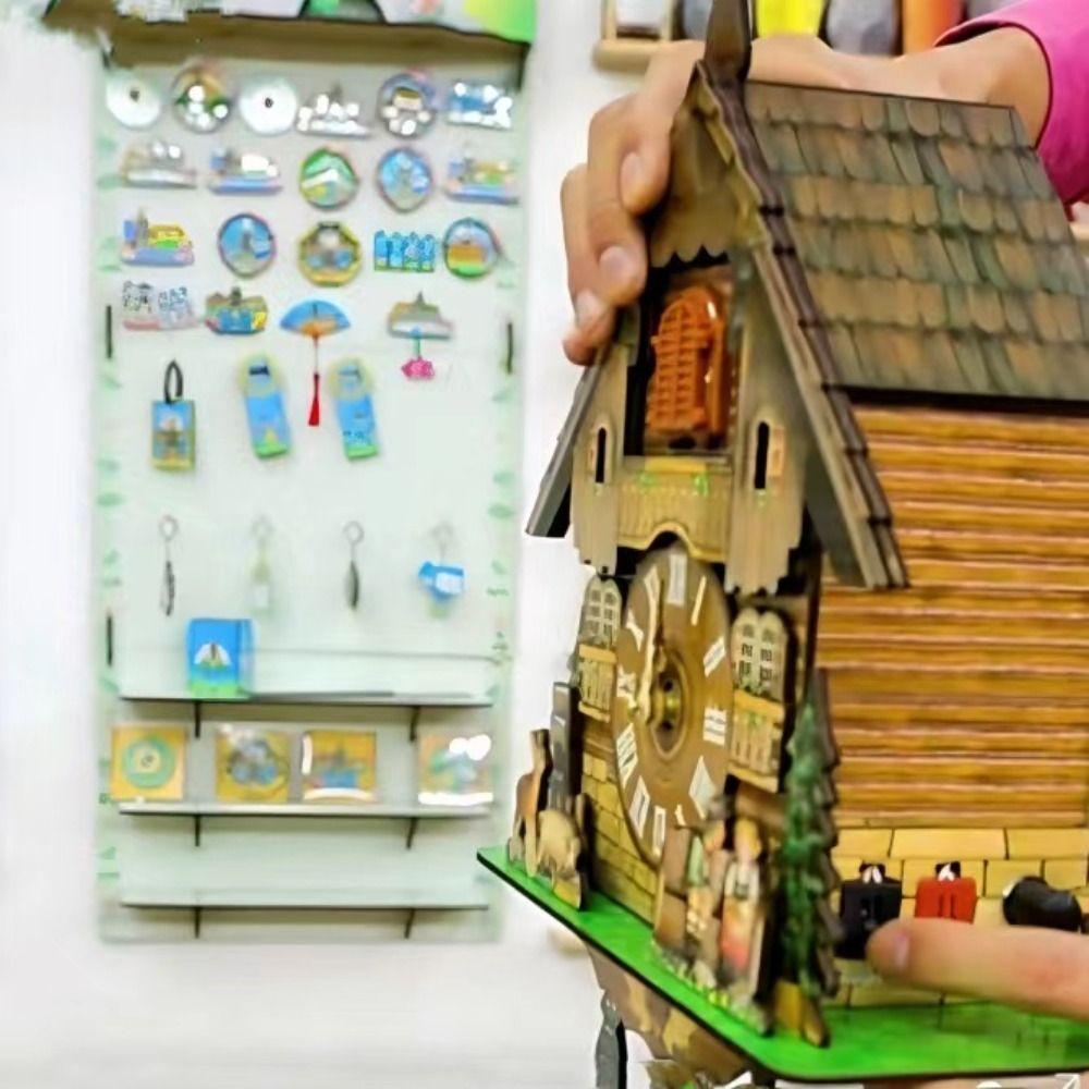 Silent Wood Wall Clock Forest Tower 3D Chiming Clock Durable Wood Pendulum Vintage Clocks  Home