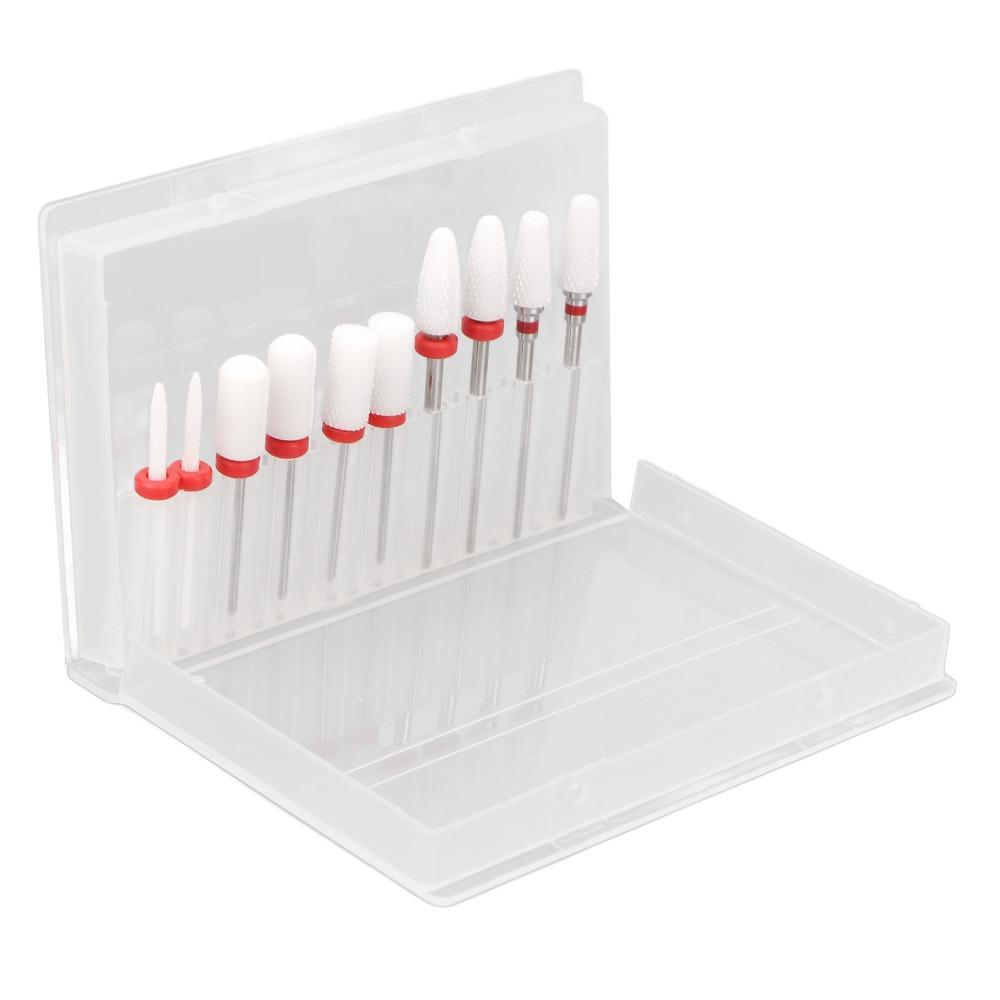 10pcs Ceramic Nail Art Drill Bits Set Suitable For Professionals & Beginners