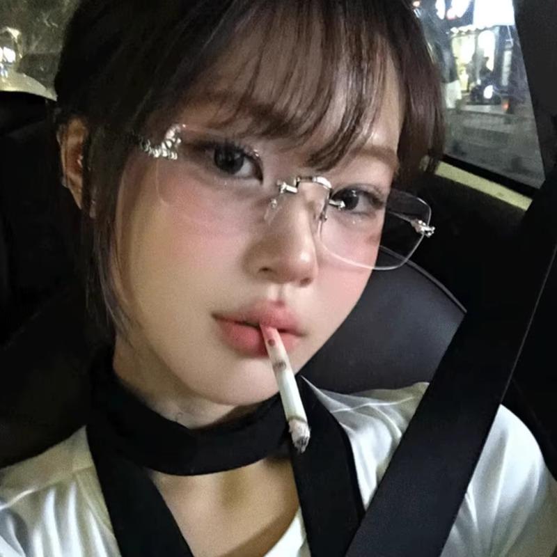 Square Rimless Anti-Blue Light Glasses Women Men Summer Silver Frame Optical Spectacle Eyeglasses Computer Reading Eyewear