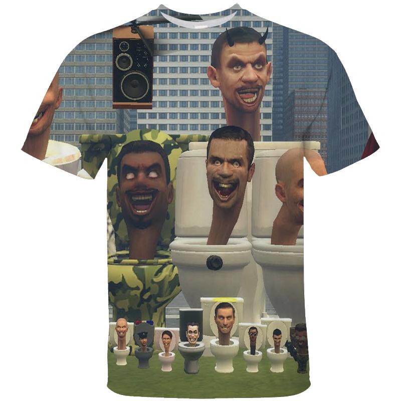 3D Funny Toilet Printing T-Shirt Cartoon Camera Graphic T-Shirt Men Children Fashion Street Clothing T-Shirt
