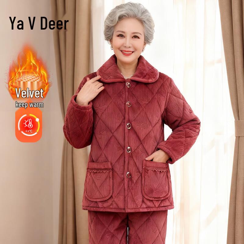 

Yalu Women s Plush Lined Winter Home & Pajama Set XL