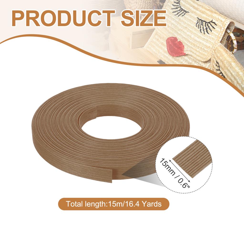 Papierrattan-Webrohr 12-fädig Papierrattan-Geflecht Korbgeflecht-Zubehör für DIY Heimküchenkorb-Bastelarbeiten 16,4 Yards x 0,6"
