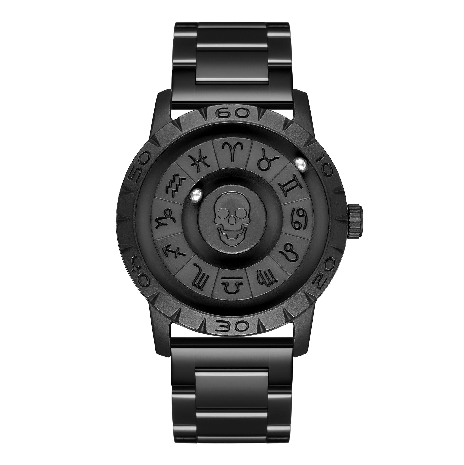 Cool Magnetic Suspension Trendy Skull Ball Men S Multifunctional Quartz Watch