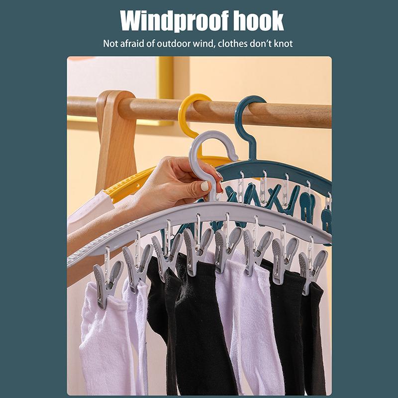 Umeraș Multifuncțional de Uz Casnic Fără Urme Rezistent la Vânt Plastic Îngroșat Uscare Lenjerie Șosete Clip Umeraș
