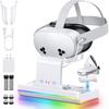 Charging Dock for Meta Quest 3 & Quest 3S, Fast Charging Station for Oculus Quest 3S/Quest 3 Accessories with RGB Light, Stand for VR Heatset with 2