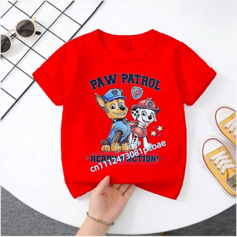 PAW Patrol Summer Short-sleeved 1-12 Years Old Children's T-shirt Boys Sweatshirt Girls Casual Tops Cartoon Printing