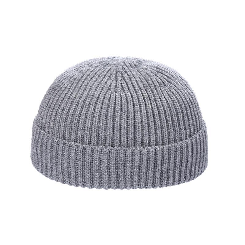 

Winter Knitted Hat Warm Outdoor Sport Cold Protection Running Beanie Cap Elastic Thermal Cycling Skull Roll-up Cuffed Cap сірий