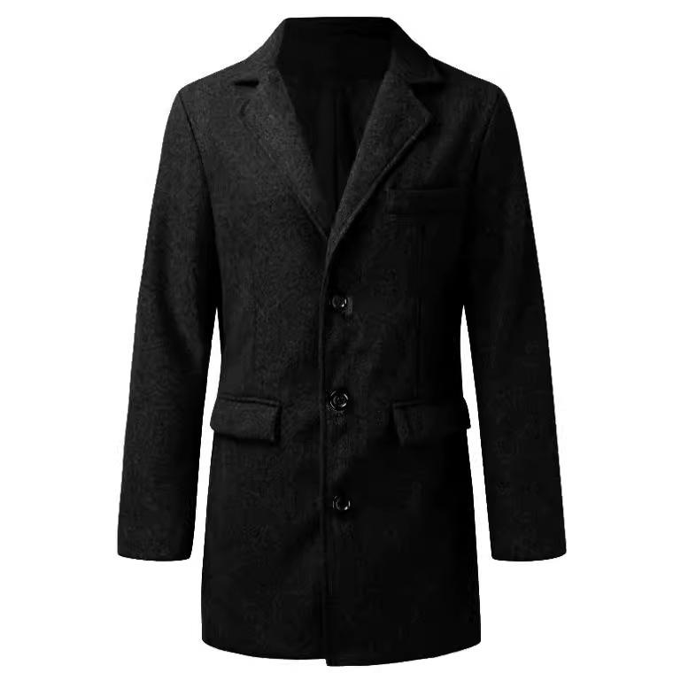 European Size: Upgraded British Style Men's Mid-Length Wool Coat for Autumn/Winter